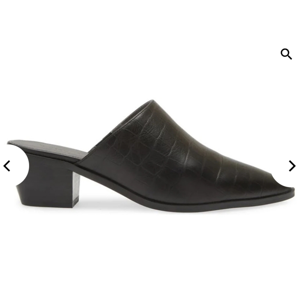 New Chocolat Blu Black Textured Cellia Croco Mules 6, 7.5 - Picture 2 of 9